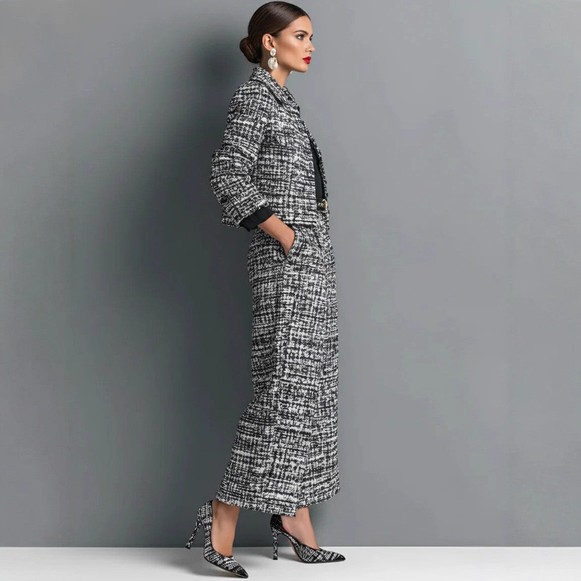 Leina - Conjunto Elegante de Casaco e Calças